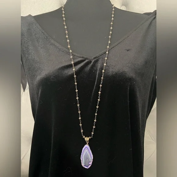 Vintage chain with purple agate druzy - Picture 2 of 2